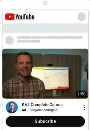 youtube subscribers for google ads ad example